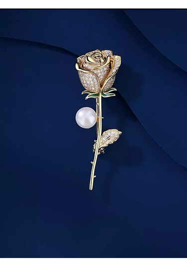 Beautiful Detail Orijinal Gül Desenli Broş 188001077 Altın Rengi