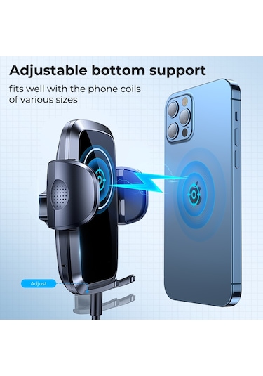 Hp-a04 15w Kablosuz Şarj Araba Telefon Tutucu Ayarlanabilir Cam V
