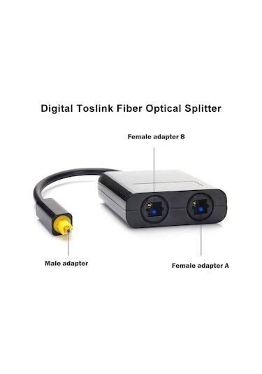 Jeehugo Siyah Toslink Optik Ses Bölücü - 1 Erkek 2 Dişi Bağlantı, Cd/dvd/ps3/xbox Uyumlu, Düşük Kayıp Fiber Optik Adaptörü