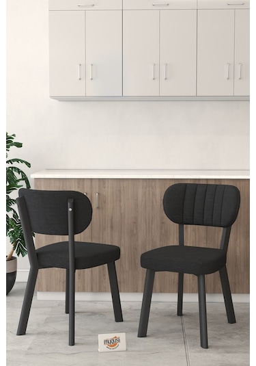 Gnr 70x110cm Sabit Atlantik Mutfak Masası Takımı, Yemek Masası, 4 Modern Siyah Sandalye Siyah