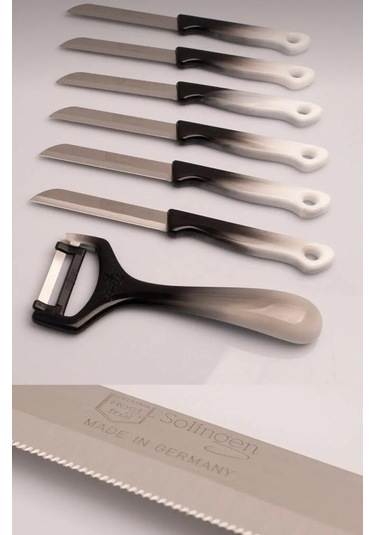 Solingen Meyve Bıçağı & Soyacak Seti 7 Parça Siyah Beyaz