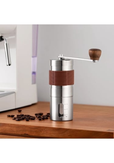 Bloomnest Manuel Kahve Değirmeni, Ayarlanabilir Öğütme, Paslanmaz Çelik, Ahşap Tutacak, Yıkanabilir, Ev & Kamp İçin