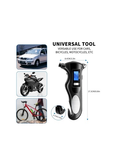 Boatshop1 1 Adet Siyah Evrensel Dijital Lastik Basınç Ölçer 150 Psı Pil Gücü 4 Ayar Araba Motosiklet Bisiklet