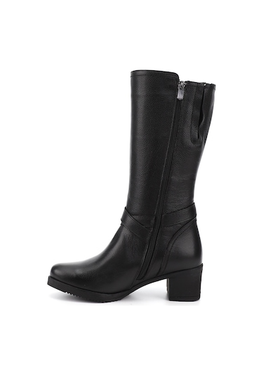 Gönderir Kadın Siyah Floter Fermuarlı Kalın Topuklu Hakiki Deri Çizme Gkzc13446575 Siyah