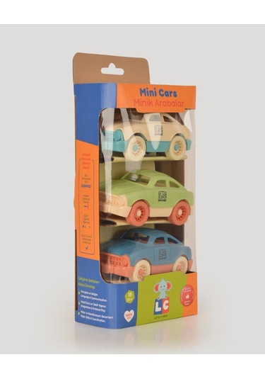 3'lü Minik Arabalar Seti Yeşil Bej Mavi Çok Renkli