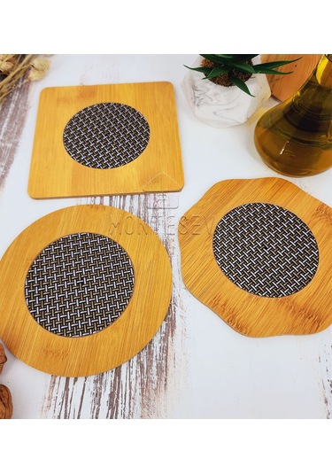 Ahşap Tencere Tava Çaydanlık Atlığı Nihale Seti 3 Lü Set