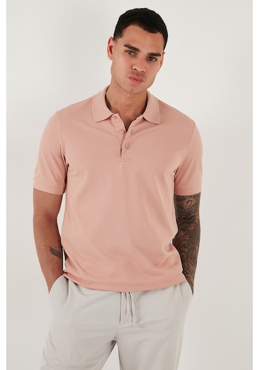Buratti Pamuklu Regular Fit Düğmeli Erkek Polo Yaka T Shirt 5902127 Pudra