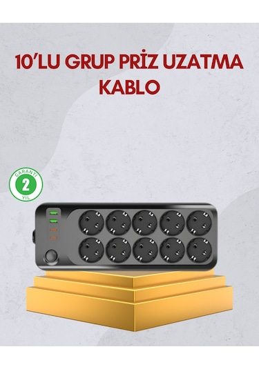 Gld-spt- 10 Prizli Uzatma Kablosu Termal Koruma Usb Type-c Hızlı Şarj 2500w