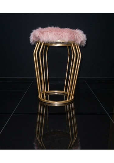 Wersace Gold Pembe Peluş Puf