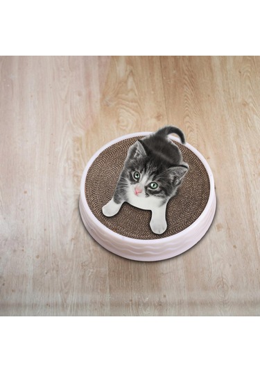 Suntek Kedi Tırmalama Yatağı Büyük Yuvarlak Kanepe Beyaz