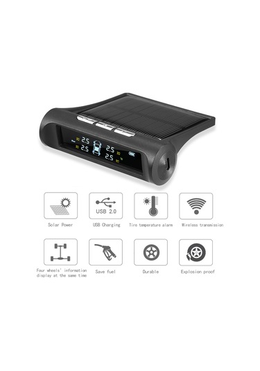 Tenfowee Dışarıdaki Sensörlü Güneş Enerjili Araç Lastik Basıncı Ve Sıcaklık İzleme Sistemi Tpms