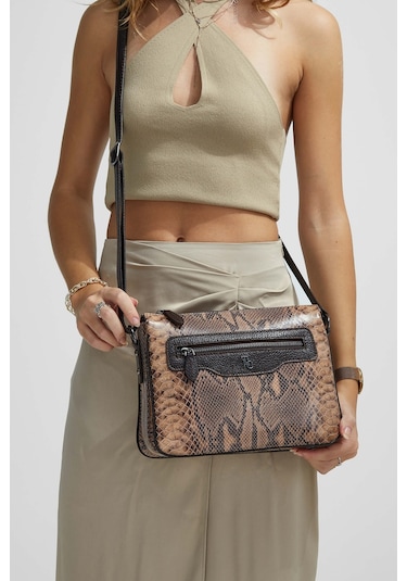 Tamer Tanca Kadın Hakiki Deri Kahverengi Omuz Çanta 898 3014 Bn Canta Sk 22/23 Kahve Yılan Kahverengi