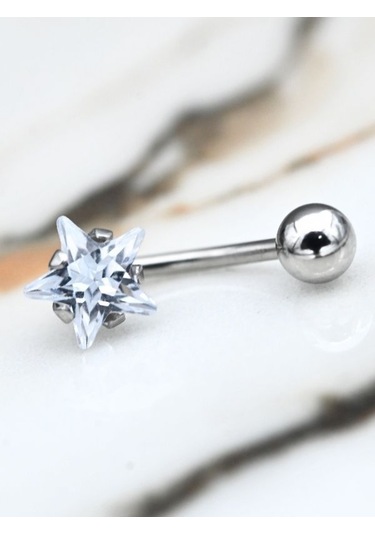 Yıldız Zirkon Taş 8 Mm Zirkon Taş 316l Cerrahi Çelik Göbek Piercing-gbkpr67