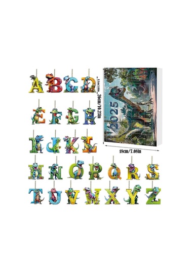 2025 Christmas Decorations Dinosaur Letter Pendant Christmas Countdown Calendar Blind Box Dinosaur Blind Box