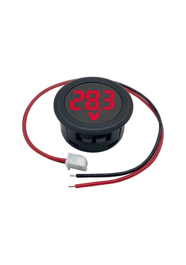 4-100v Dc Voltmetre Yuvarlak Panel Tip Montajlanabilir Dijital Kırmızı Renk Led Ekran Voltaj İzleme