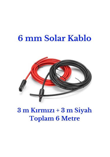 6 mm Mc4 Soketli 6 Metre (3m+3m) Güneş Paneli Solar Kablo