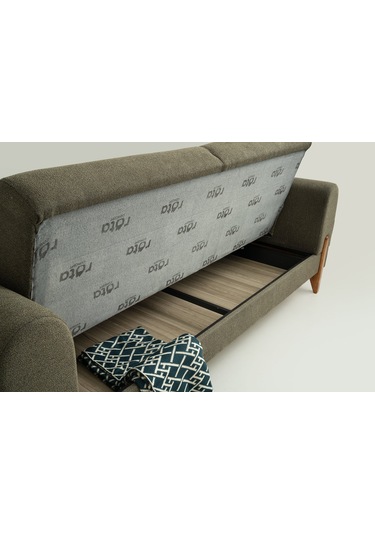 Zara Ahşap Ayaklı Yeşil 3 Lü Kanepe Yeşil