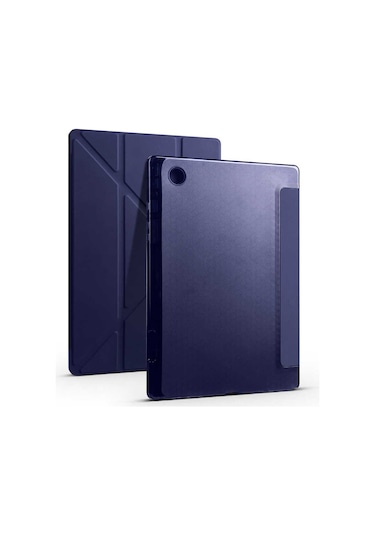 Kilifone - Galaxy Uyumlu Galaxy Tab A8 10.5 Sm-x200 2021 - Kılıf Kalem Bölmeli Stand Olabilen Origami Tri Folding Tablet Kılıfı - Lacivert