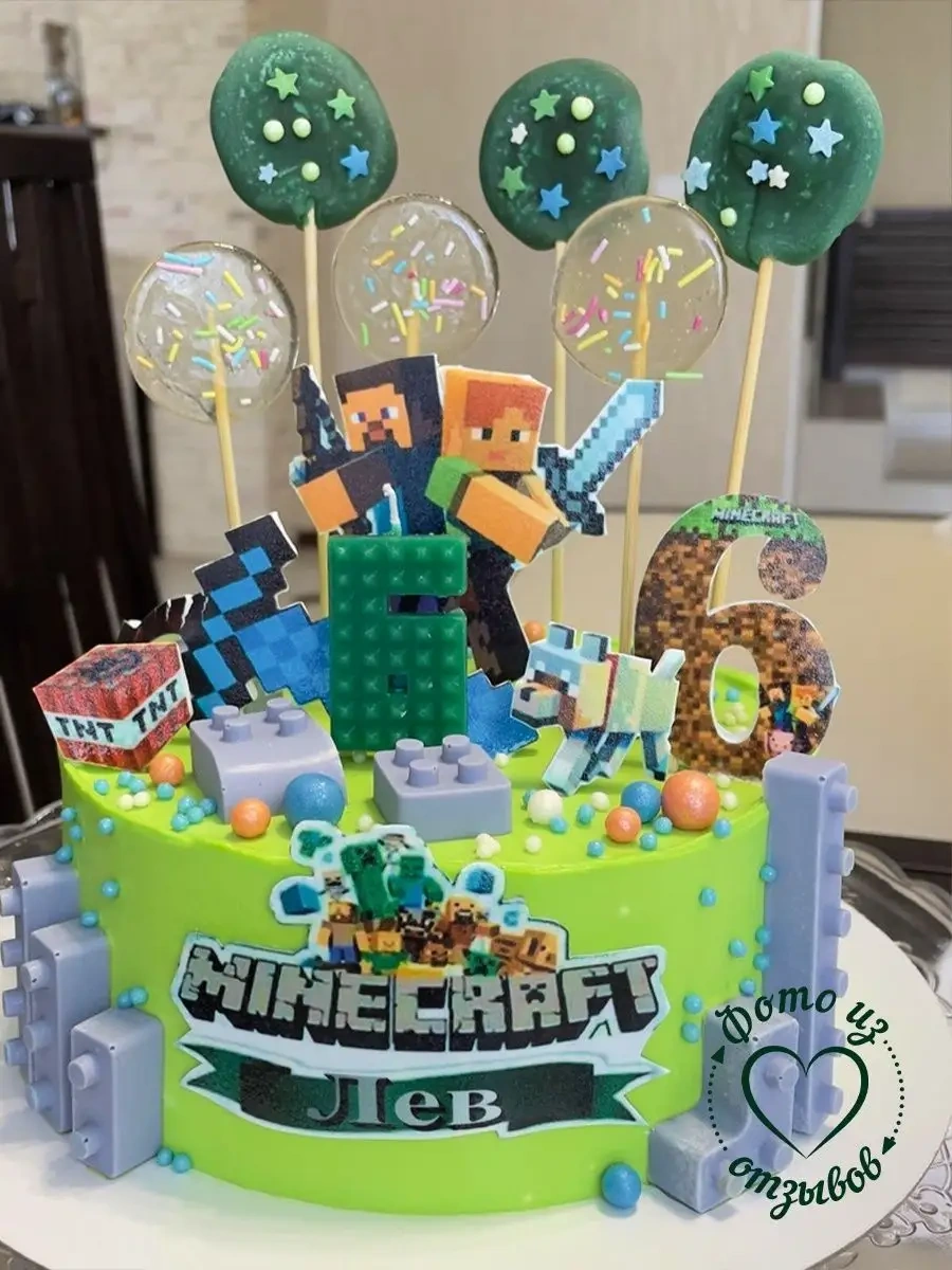 Infant Çocuklar İçin Minecraft 6 Rakamlı Pasta Mumları 46341708 Diğer