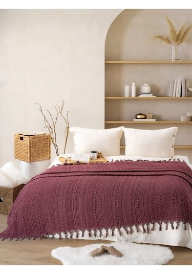 Çift Kişilik Pamuklu Pike Bordo Bordo