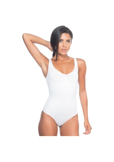 Beyaz Mı Emay 2018 Kalın Askılı Body Korse Beyaz