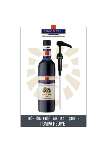 Simonelli Kahve ve Kokteyl Şurubu Mürdüm Eriği Aromalı 700 ML + Pompa
