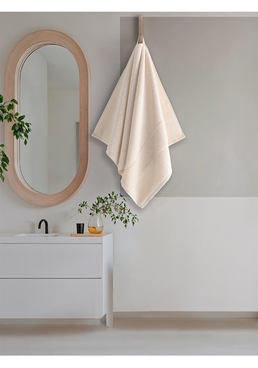 Cotton %100 Banyo Havlusu 50x90 Cm Krem