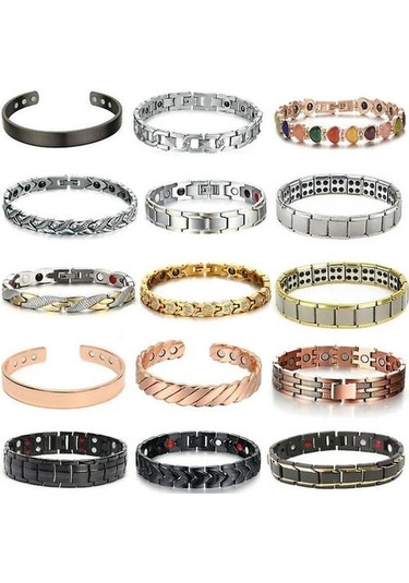 Erkekler & Amp Amp Kadınlar Terapötik Enerji Şifa Manyetik Bilezik, Terapi Artrit Gmsp688-gold Altın - Gri