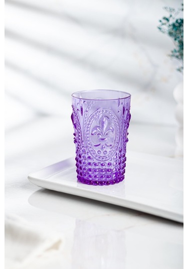 Akrilik Mor 6'lı Kısa Bardak & Su Meşrubat Kahve Yanı Bardağı 400 Ml Cam Değildir