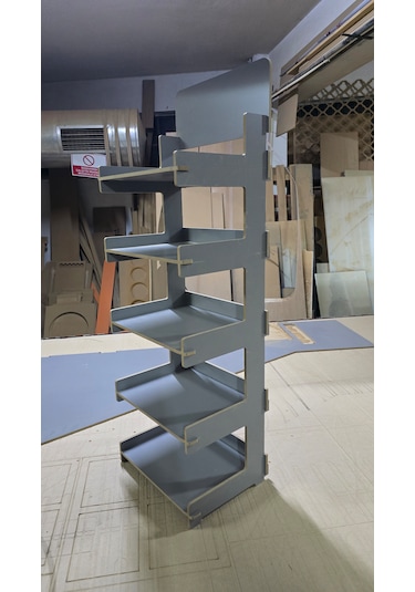 5 Gözlü, Geçmeli Mdf Lam Raf Standı - 35x110x28 Cm - Demonte, Kol