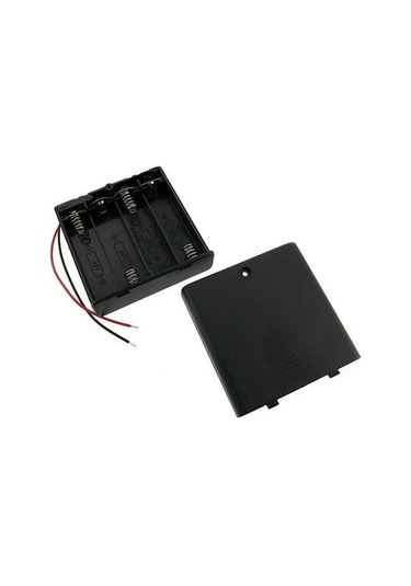 4'lü Pil Yuvası Kapaklı Anahtarlı Kablolu Aa Pil İçin 5 Adet