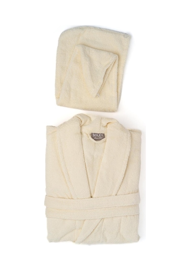 Soley Mayda Ekstra Yumuşak %100 Pamuklu Saç Bonesi & Kadın Bornoz Seti HV.MINERVA.02