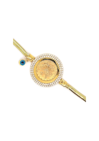 Zümrüt Sarraf 14 Ayar Altın Çerçeveli Reşatlı Bayan Bileklik N11.79 Sarı Altın