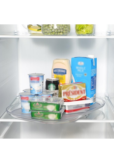 Springsun Buzdolabı Ve Mutfak Dolapları İçin Pratik Döner Saklama Tepsisi - Yağ Şişeleri, Baharatlar, Meyve Sebzeler İçin Şeffaf