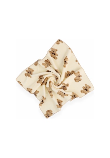 Ayı Desenli Velsoft Battaniye Ekru