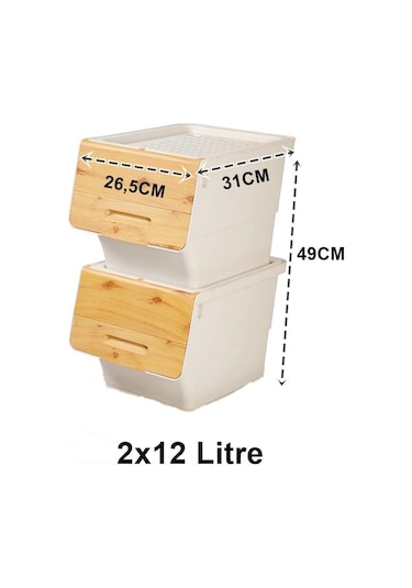 Motek Bambu Tekerlekli Organizer Çok Amaçlı Saklama Kutusu 2X12 L Çok Renkli