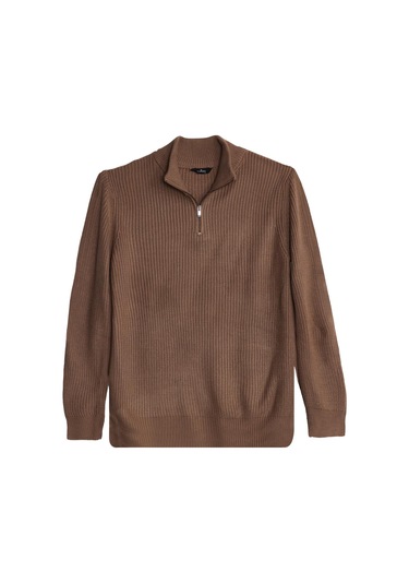 Erkek 3'lü Paket İndigo-vizon-lacivert Slim Fit Dar Kesim Fermuarlı Dik Yaka Triko Kazak-41809 Çok Renkli