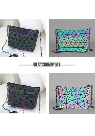 Messenger Çanta Kadın Zincir Çanta Moda Aydınlık Geometrik Sling Çanta Omuz Askısı Kadın Bolsas Feminina 5 Siyah