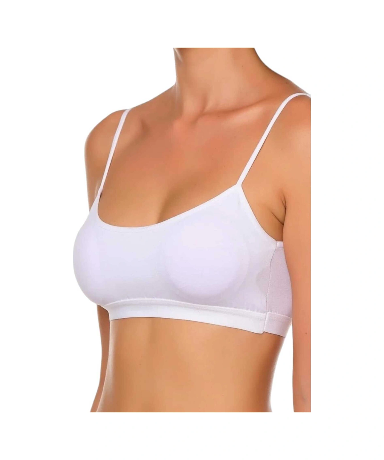 Tezzgelsin Kadın İnce Askılı Pedli Büstiyer Yarım Atlet Sütyen 3'lü Set Beyaz