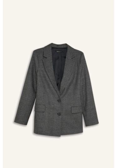 DeFacto Oversize Geniş Kalıp Düğmeli Blazer Ceket W2206AZ24AUAR63 Antrasit