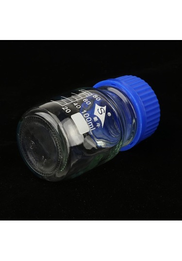 Suntek Ölçekli Çizgi Vidalı Kapaklı Mezun Yuvarlak Cam 100ml