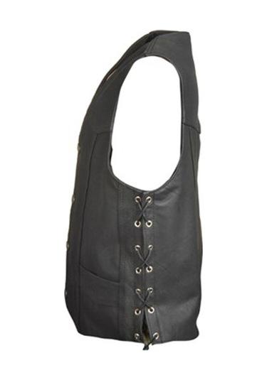 Hakiki Deri Siyah Cooper Ipli Erkek Deri Yelek Kahverengi