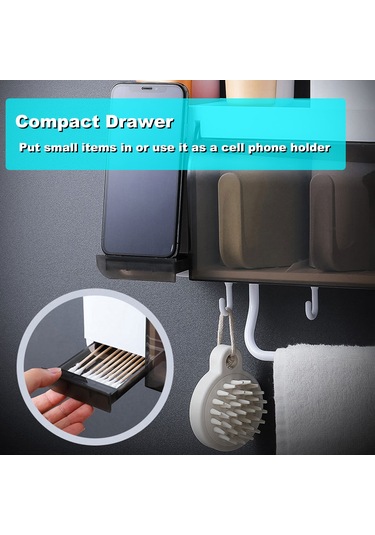 Geeksen "çok Amaçlı Duvar Askılı Diş Fırçası Ve Macun Sıkacağı - Banyo Organizer, Yer Tasarruflu Havlu Bardak Askısı" Diğer