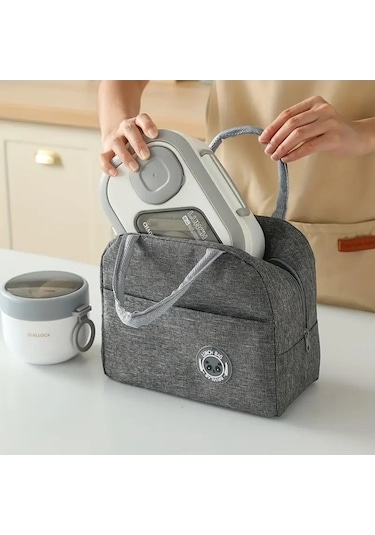 Yingfu 3'lü Set Taşınabilir El Taşıma Çantası Seti - Termal Çanta, Pp Termal El Taşıma Çantası Ve Yulaf Kupası Gri