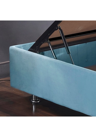 Nironyatak Cozy Baza - 90X190 Cm Tek Kişilik Sandıklı Bebek Mavisi Kumaş Baz