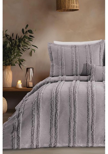 Ways Şönil Çift Kişilik Yatak Örtüsü Gri Gri