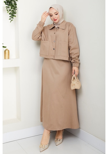 Cerza Ceket Etek İkili Takım 1534 - Taş Taş
