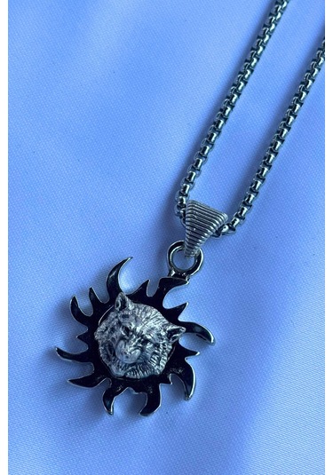 Kurt Biohazard El İşçiliği Paslanmaz Çelik Zincir Erkek Kolye Gümüş
