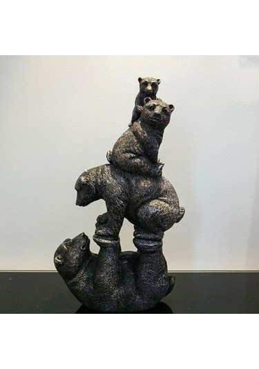 Lijinxu Siyah Ayı Heykelcik Ofis Ev Dekorasyon Çim Için Açık Dekor