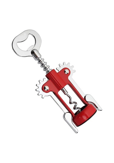 Paslanmaz Çelik Kanatlı Tirbuşon Mantar Kapak Şişe Açacağı -fc717 Kırmızı